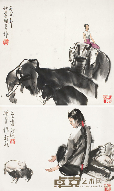 史国良 人物双挖 33×37cm;34×45cm