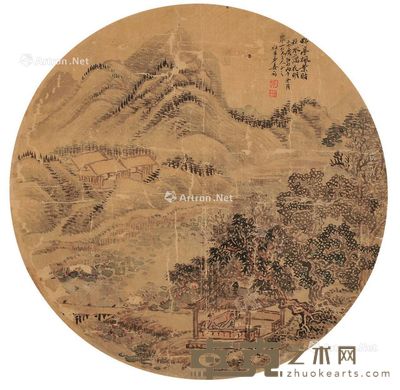 姜筠 村亭风景 --