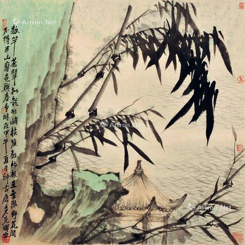 曾先国 山水竹石