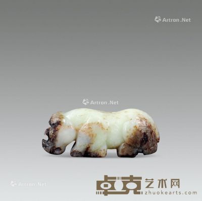 清代 和田玉雕犀牛把件 长11.5cm