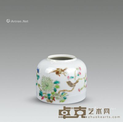 清代 喻春浅绛花鸟图水呈 直径7cm