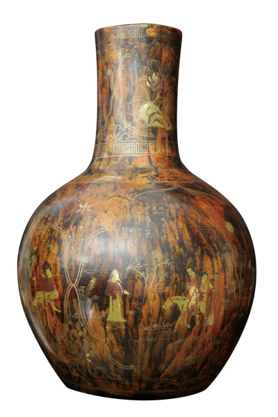 木胎彩绘描金天球瓶