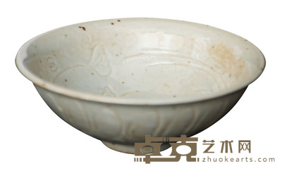 元早期白沙窑(湖田窑系)莲池鸳鸯纹碗 H:6.5 D:17.5