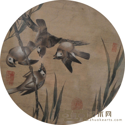 佚名 花鸟圆方 D:35