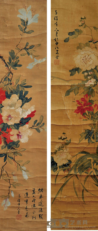 张子祥 花卉对联 90*18*2