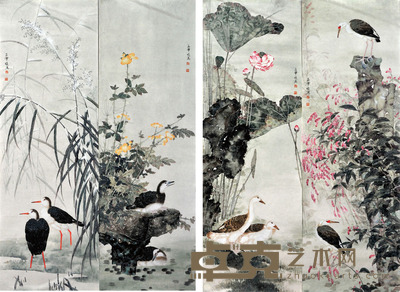 张晓彦 花鸟四条屏 95*32*4