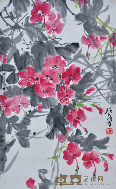 王培东 花卉 98×49cm 约4.3平尺