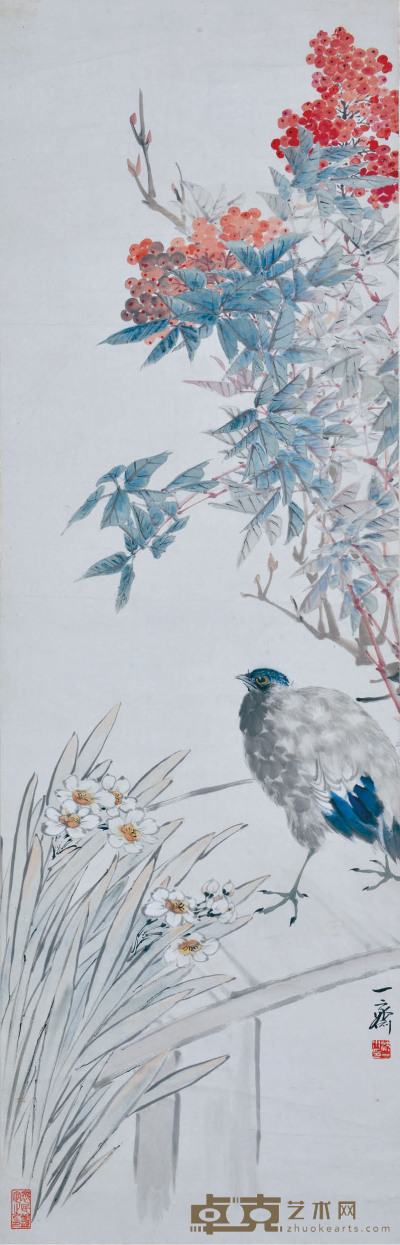 沈一斋 花鸟 100×32cm 约2.8平尺