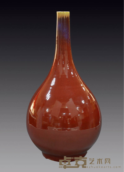 祭红釉胆瓶 高63cm