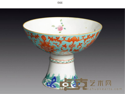 粉彩高足盏 高13cm口径16.5cm