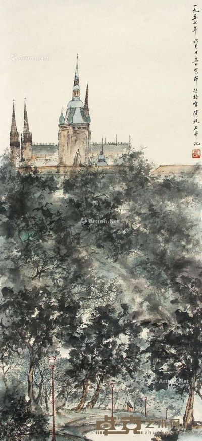 傅抱石 山水 114×52cm