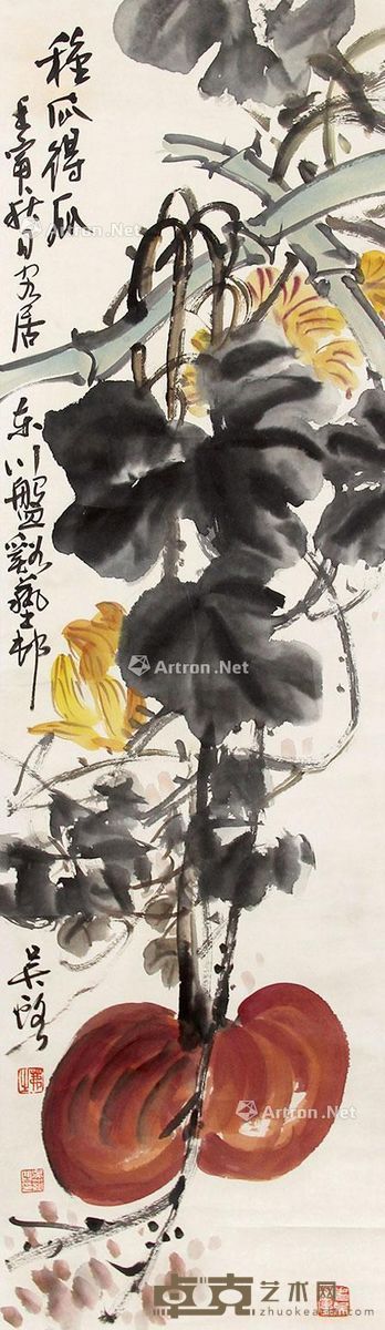 吴茀之 种瓜得瓜 113×34cm