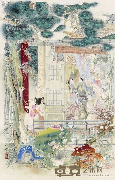 胡也佛 人物 54×35cm