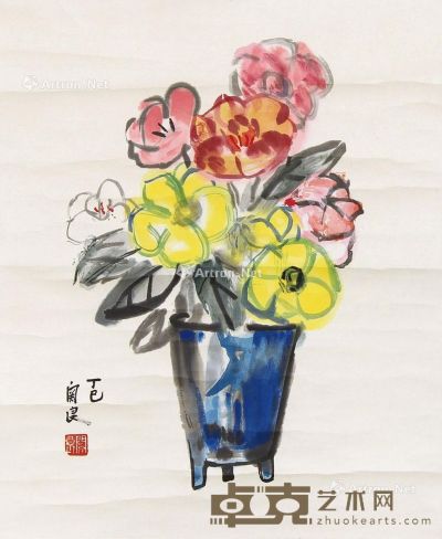 关良 瓶花 44×36cm