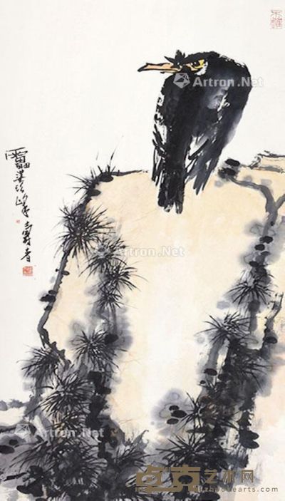 潘天寿 鹰石图 100×56cm