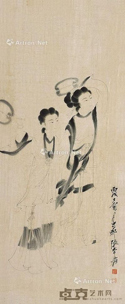 张大千 仕女 96×40cm