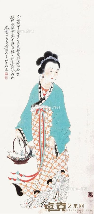 张大千 仕女图 91×40cm