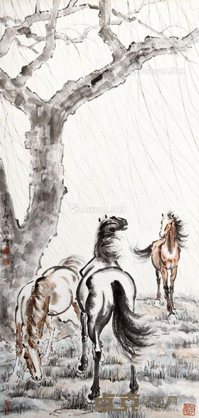 徐悲鸿 骏马图 118×56cm