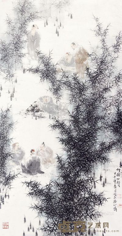 王明明 竹林七贤 138×67cm