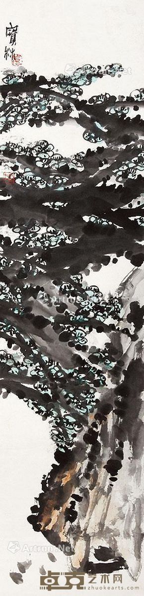 姜宝林 梅石 134×33cm