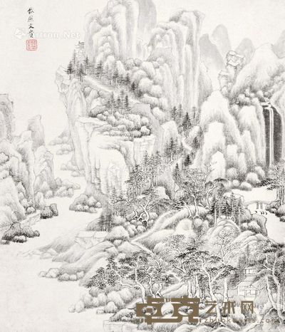 王鉴 秋山幽居 34.5×29.5cm