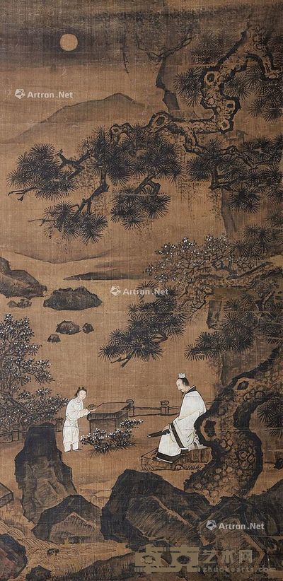 佚名 抚琴图 83×41cm