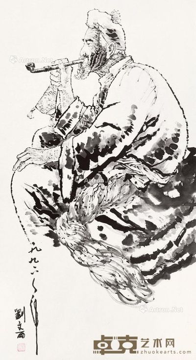 刘文西 黄土地的老人 103×58cm