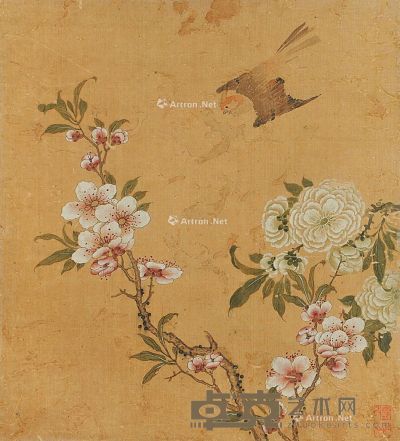 佚名 海棠春燕 24×21cm