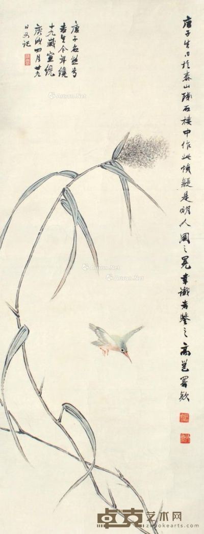 唐熊 花鸟 135×51cm