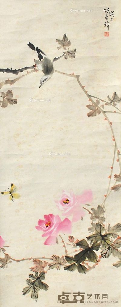 张书旂 花鸟 102×40cm