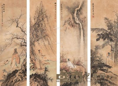 范伯洪 四季山水 95.5×30cm×4