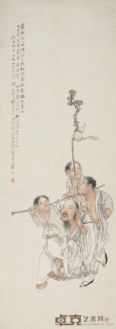 钱慧安 人物 136×47.5cm