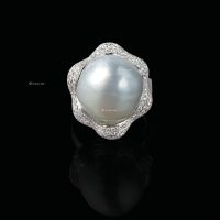 天然南洋珍珠配钻石戒指