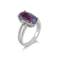 天然「克什米尔」无经加热处理红紫色蓝宝石戒指