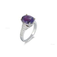 天然「克什米尔」无经加热处理红紫色蓝宝石戒指
