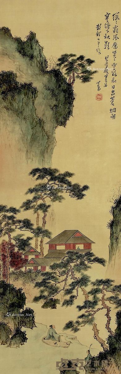 溥儒 松下高士图 104×33cm