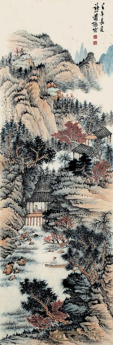 萧愻 访友图 118×40cm