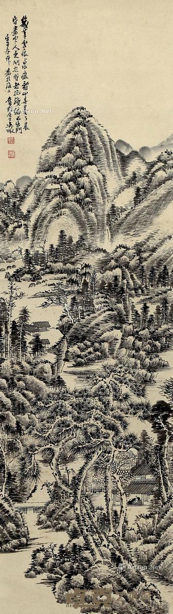 吴徵 山水 125×37cm