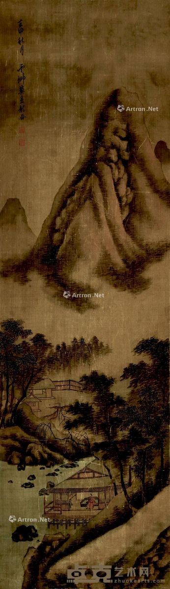 莫是龙 山居图 129x38cm