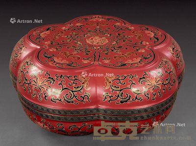 周义 填漆五福捧寿捧盒 直径34cm