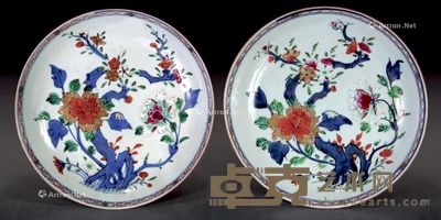清康熙 粉彩花卉纹盘 (2件) 直径22cm