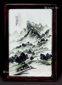 清 山水瓷板