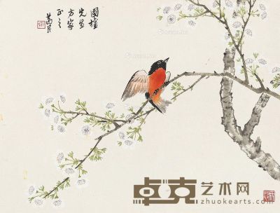 黎葛民 花鸟 34.5×35cm