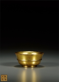 清 乾隆年制款铜鎏金净水碗