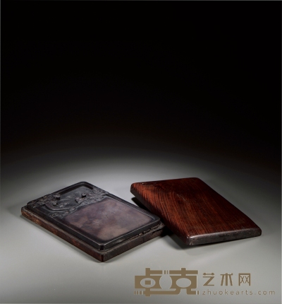 清 招财引福长方端砚 24.3×16×2.4cm