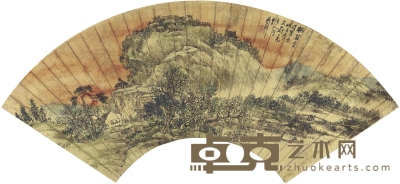 吴石僊 山居晚景图 51×17.5cm