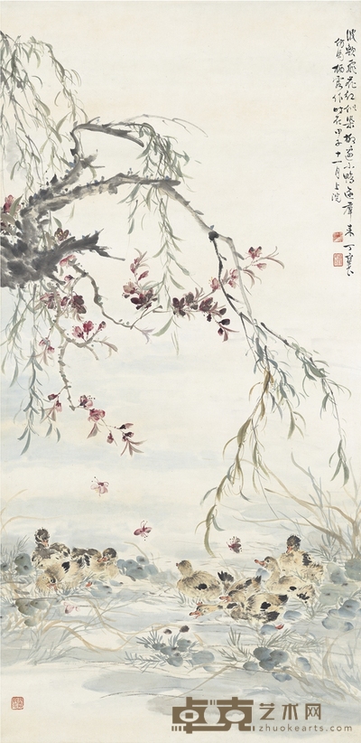 丁宝书 春江水暖图 136×35.5cm