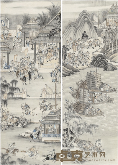 佚名 三国故事图 139.5×47cm；127×47cm