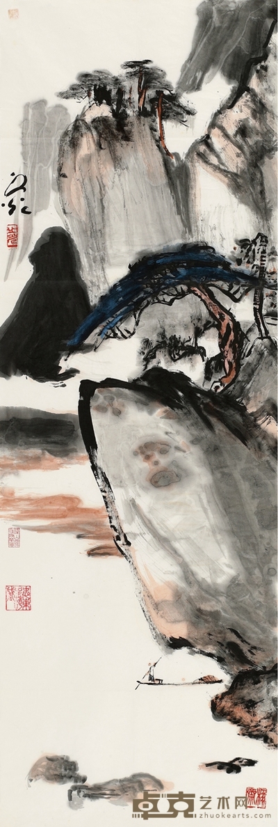 谢之光 松潭行舟图 103×34.5cm