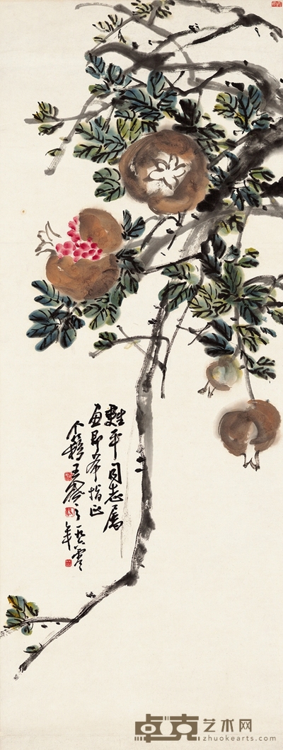 王个簃 多子多福图 107.5×41cm